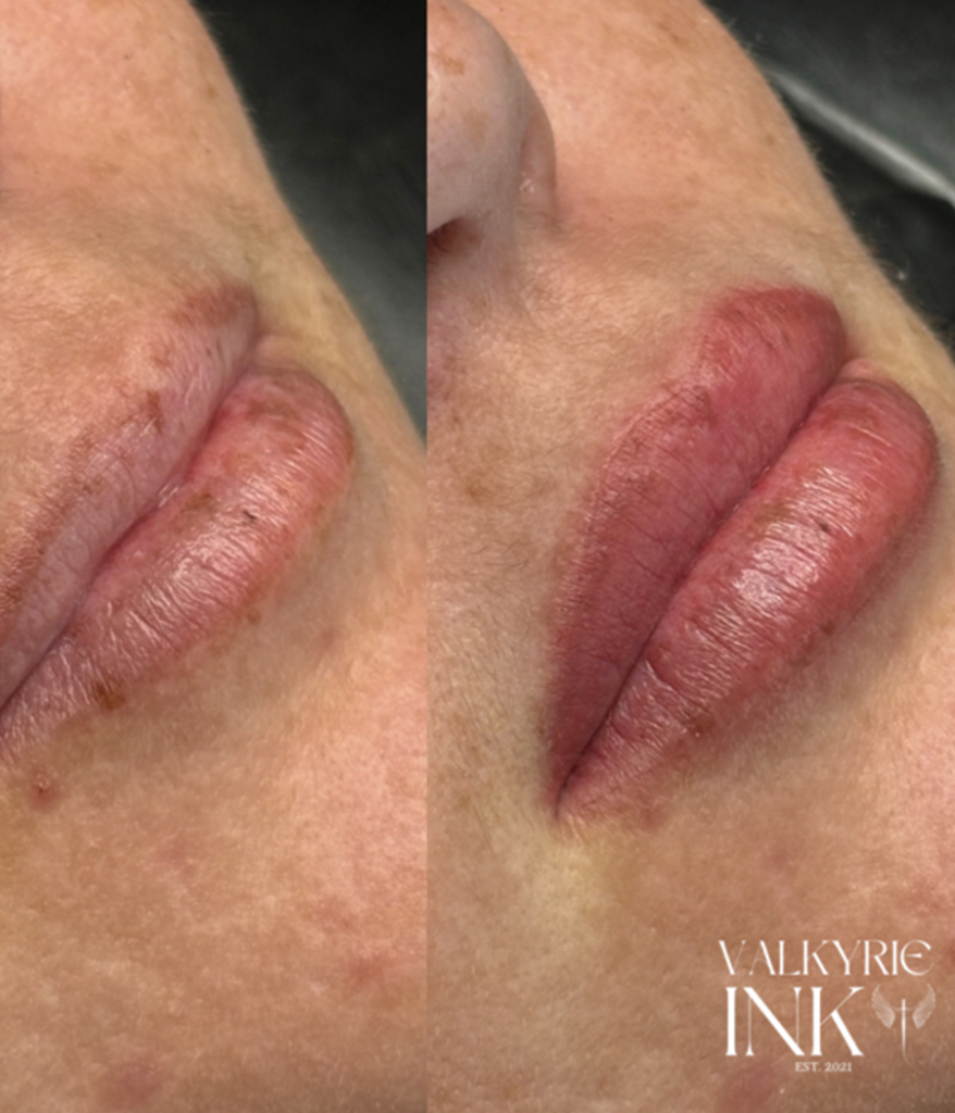 Permanent makeup lips close-up