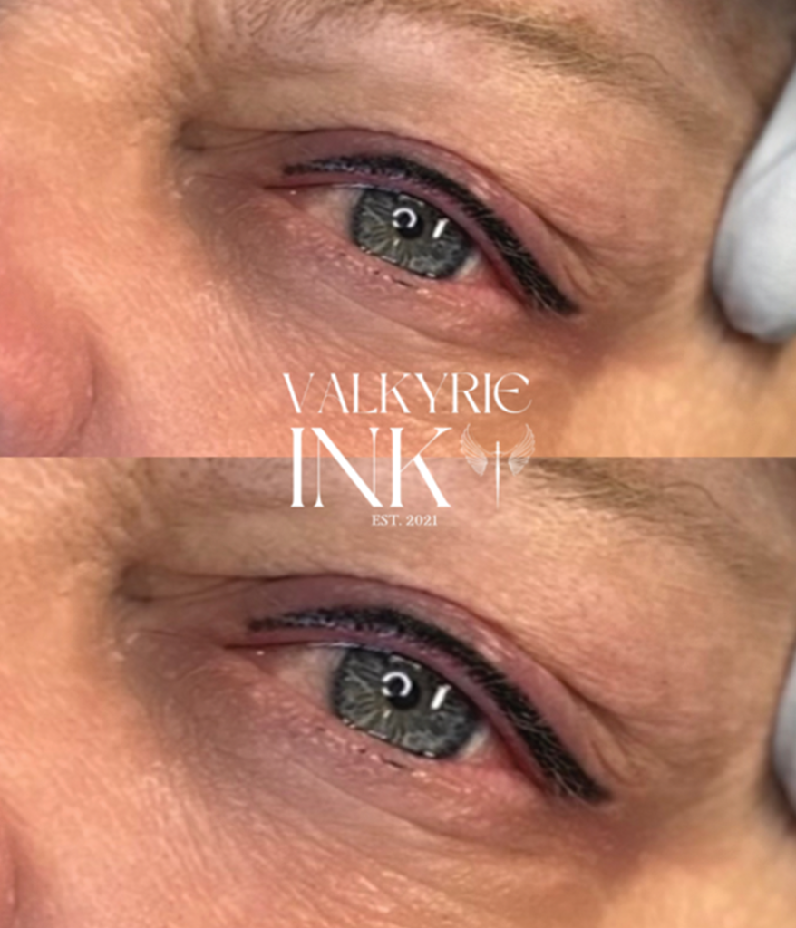 Permanent makeup eyeliner close-up