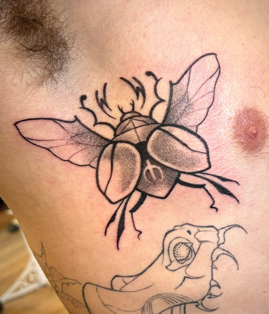 beetle tattoo close up