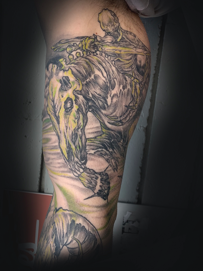 Knight on horse arm tatto