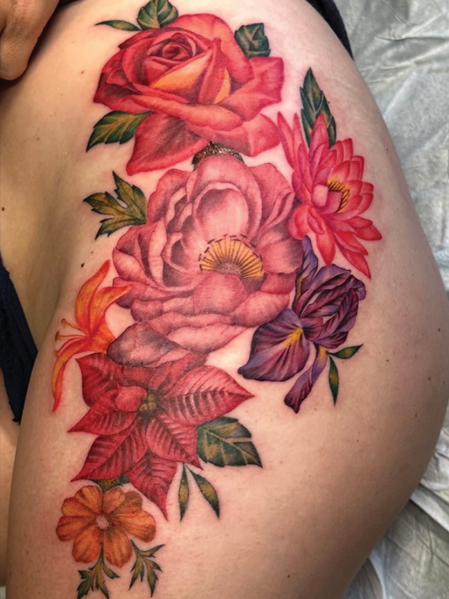 floral tattoo on hip