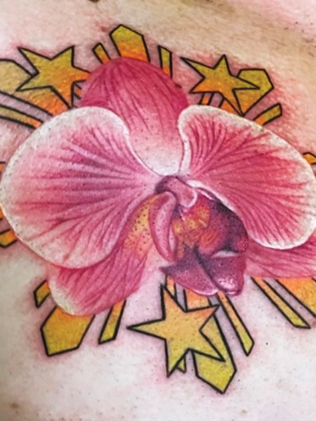 flower and stars tattoo