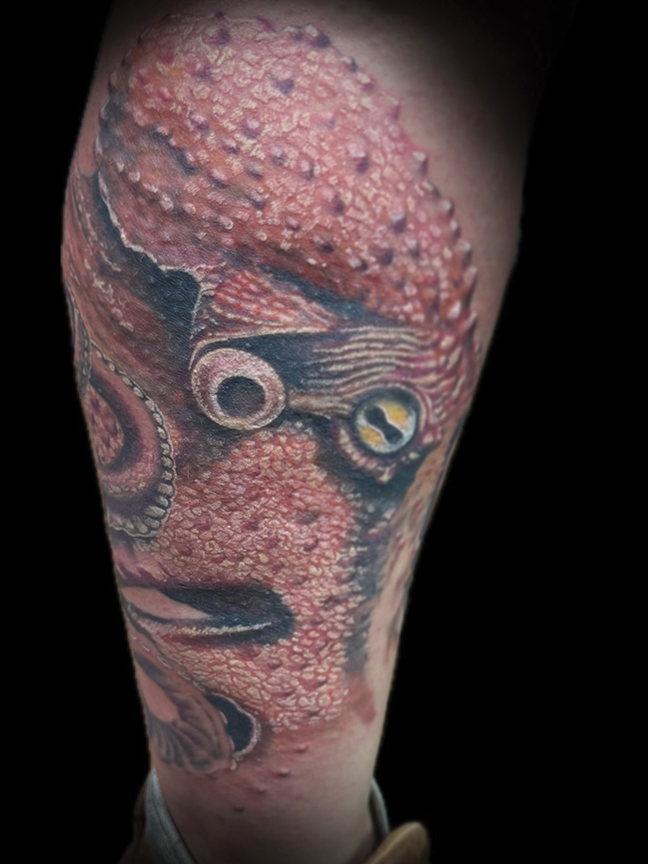 Octopus tattoo on leg