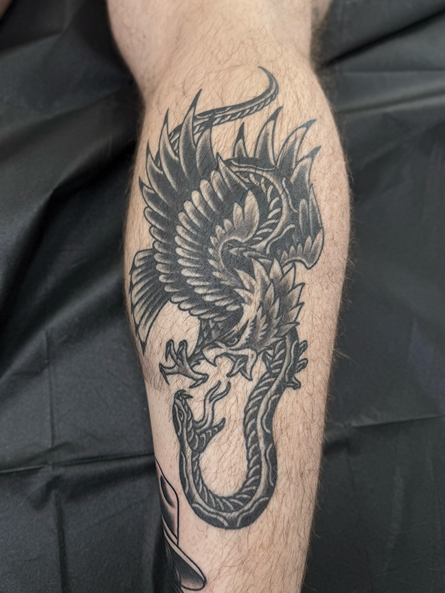 eagle tattoo on leg