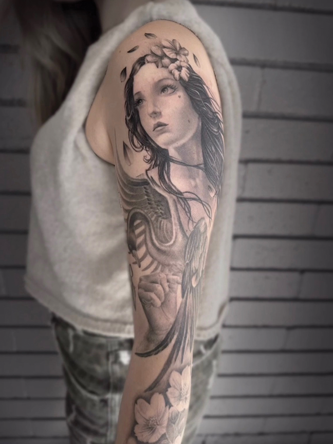 female portrait on arm